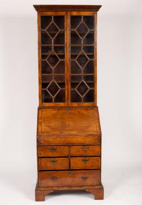 A George II style walnut bureau