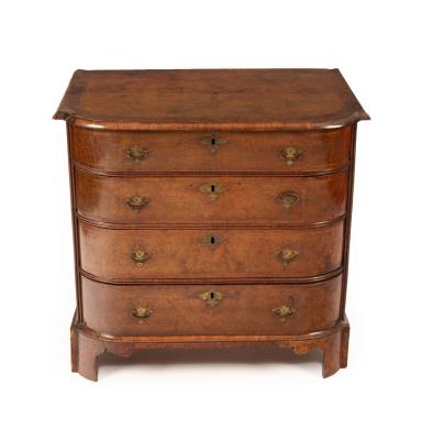 A George II walnut bowfronted chest