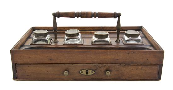 A George II Walnut Inkstand of