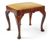 A GEORGE II WALNUT STOOL, MID