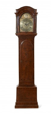 A GEORGE II WALNUT TALL CASE C