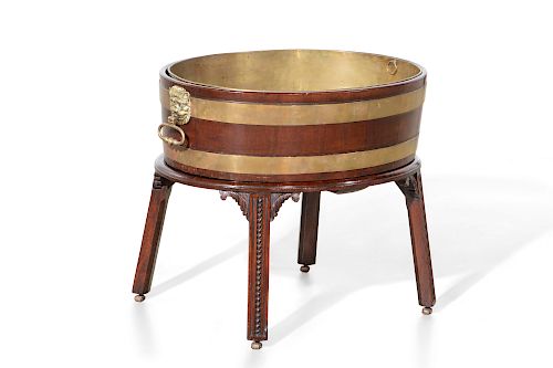 A GEORGE III BRASS BOUND MAHOGANY