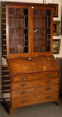 A George III bureau bookcase, the