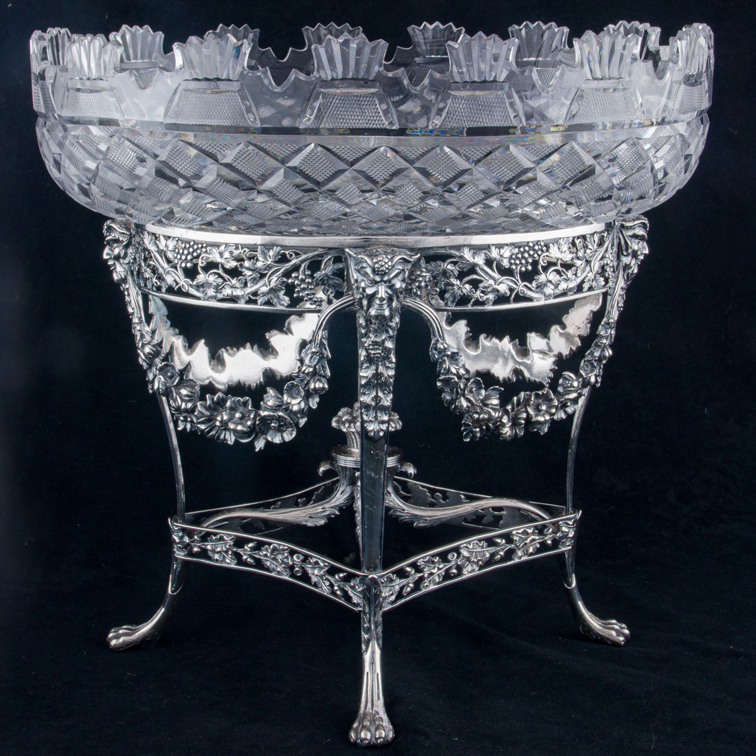 A GEORGE III CUT GLASS AND STERLING