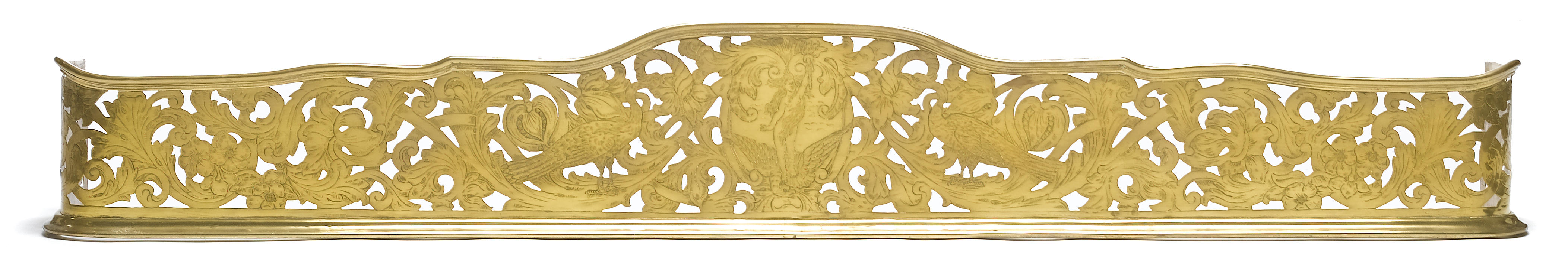 A George III engraved brass fire