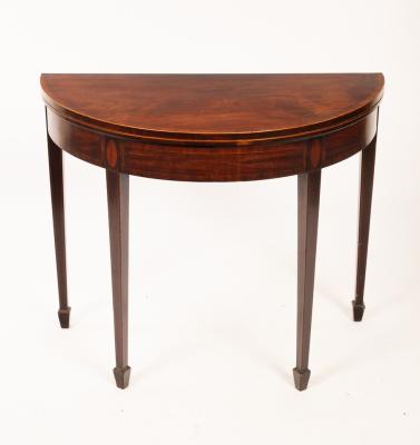 A George III half-round card table,