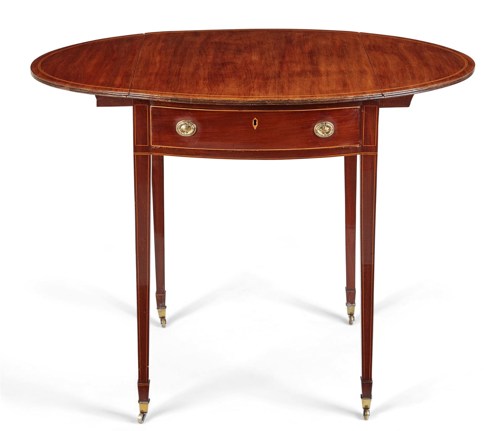 A GEORGE III INLAID MAHOGANY OVAL