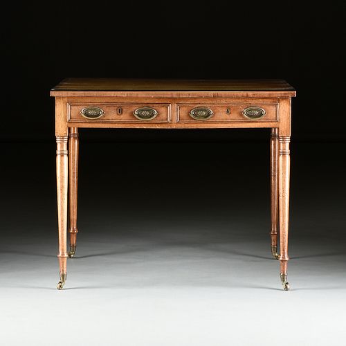 A GEORGE III LEATHER TOPPED