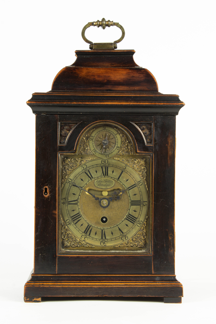 A GEORGE III MAHOGANY BRACKET CLOCK