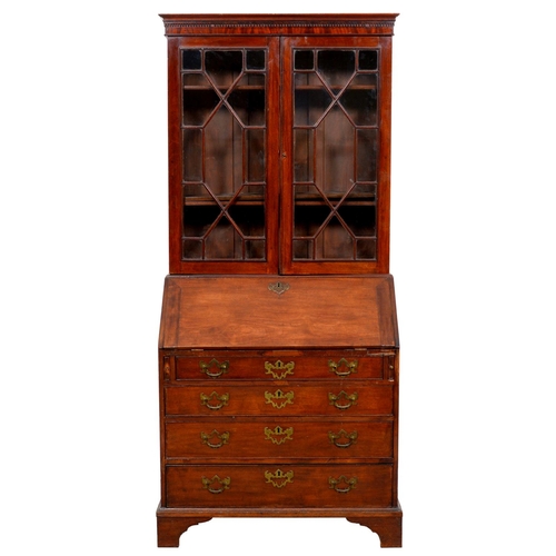 A George III mahogany bureau, the