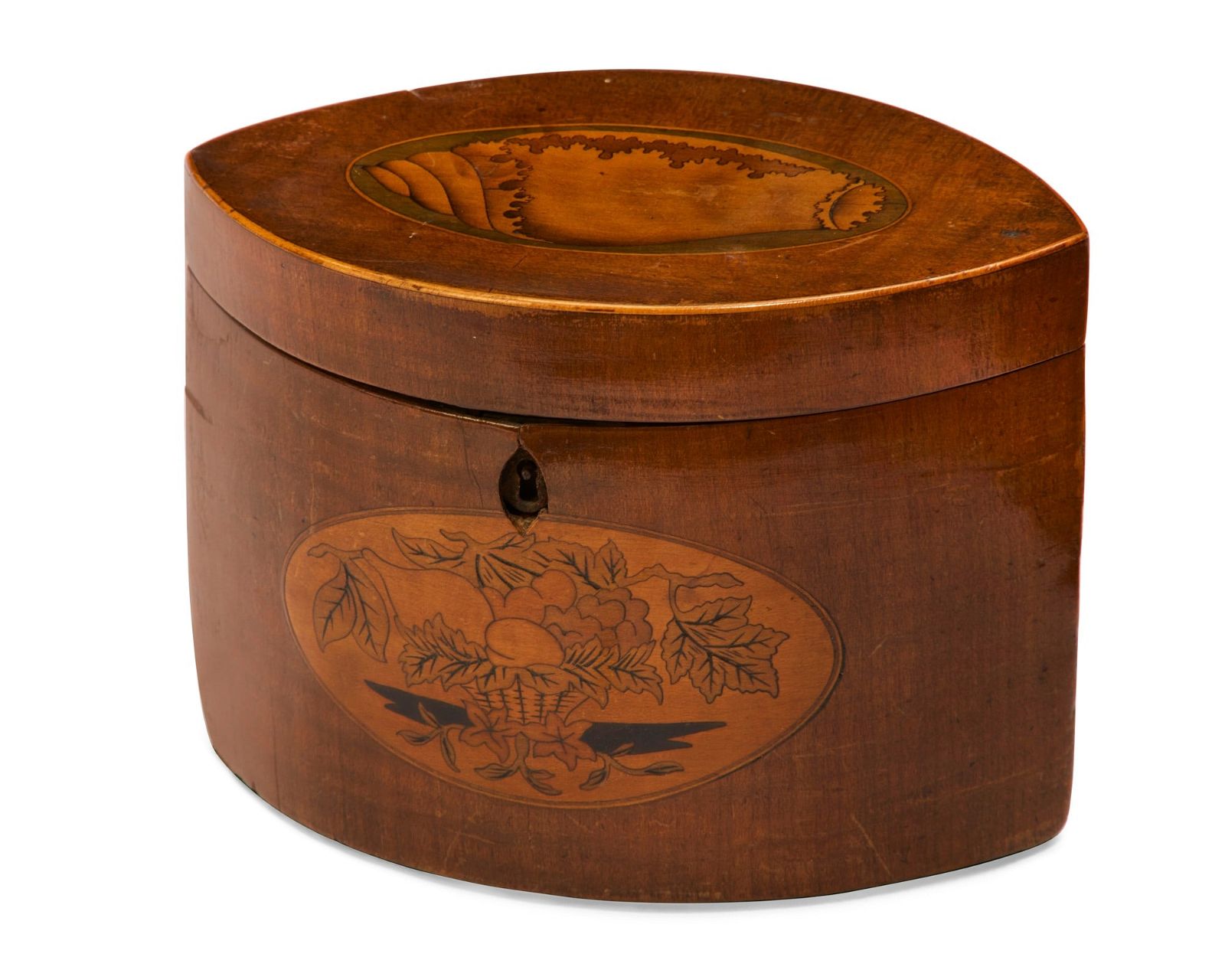 A GEORGE III MAHOGANY TEA CADDYA