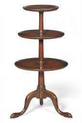 A GEORGE III MAHOGANY THREE TI