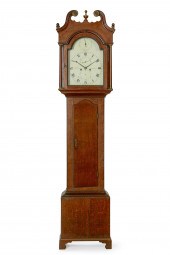 A GEORGE III OAK TALL CASE CLO