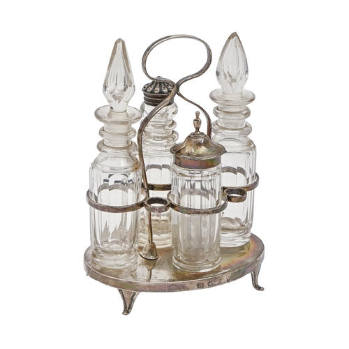 A George III oval silver cruet