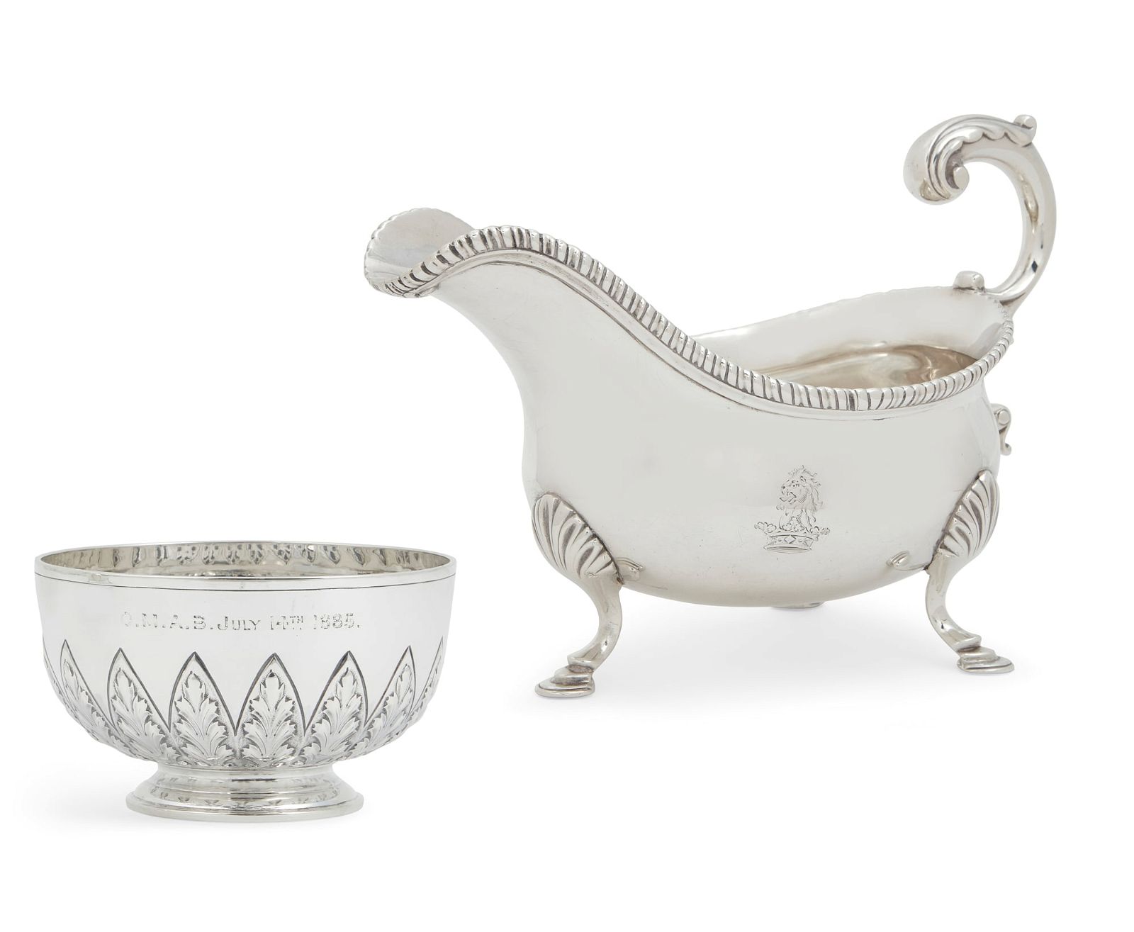 A GEORGE III SAUCE BOAT AND A