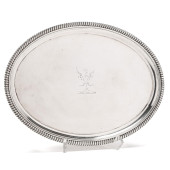 A GEORGE III SILVER SALVER<br>