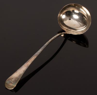 A George III silver soup ladle, RC,