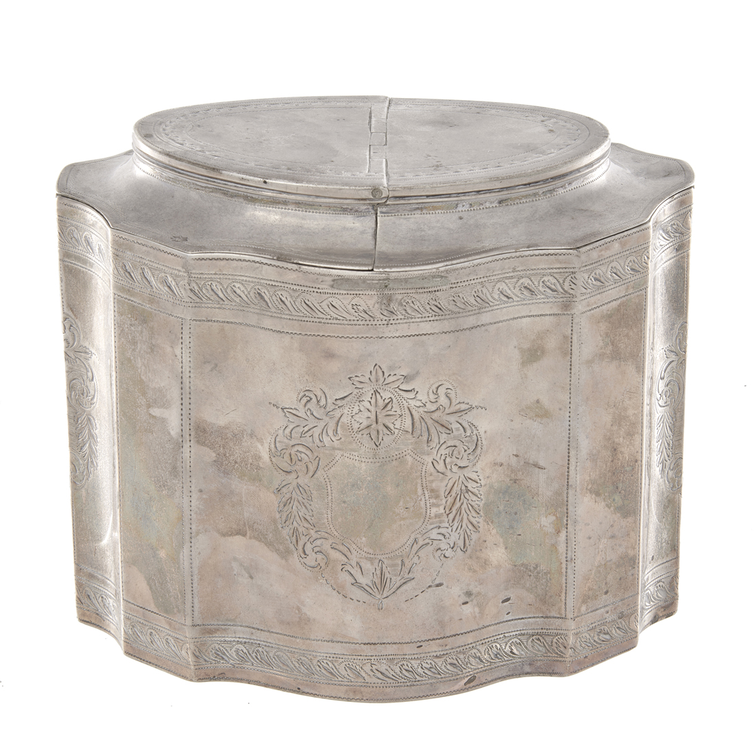 A GEORGE III SILVER TEA CADDY,