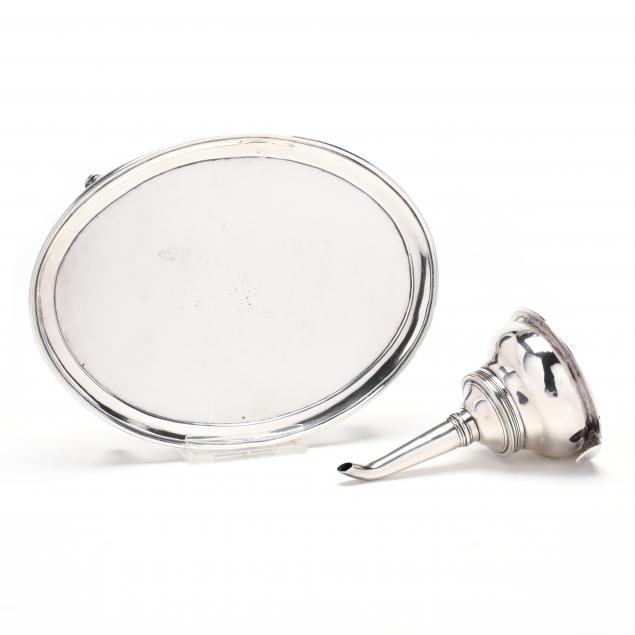 A GEORGE III SILVER WINE FUNNEL AND