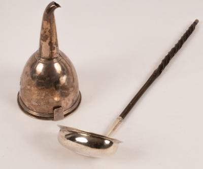 A George III silver wine funnel,