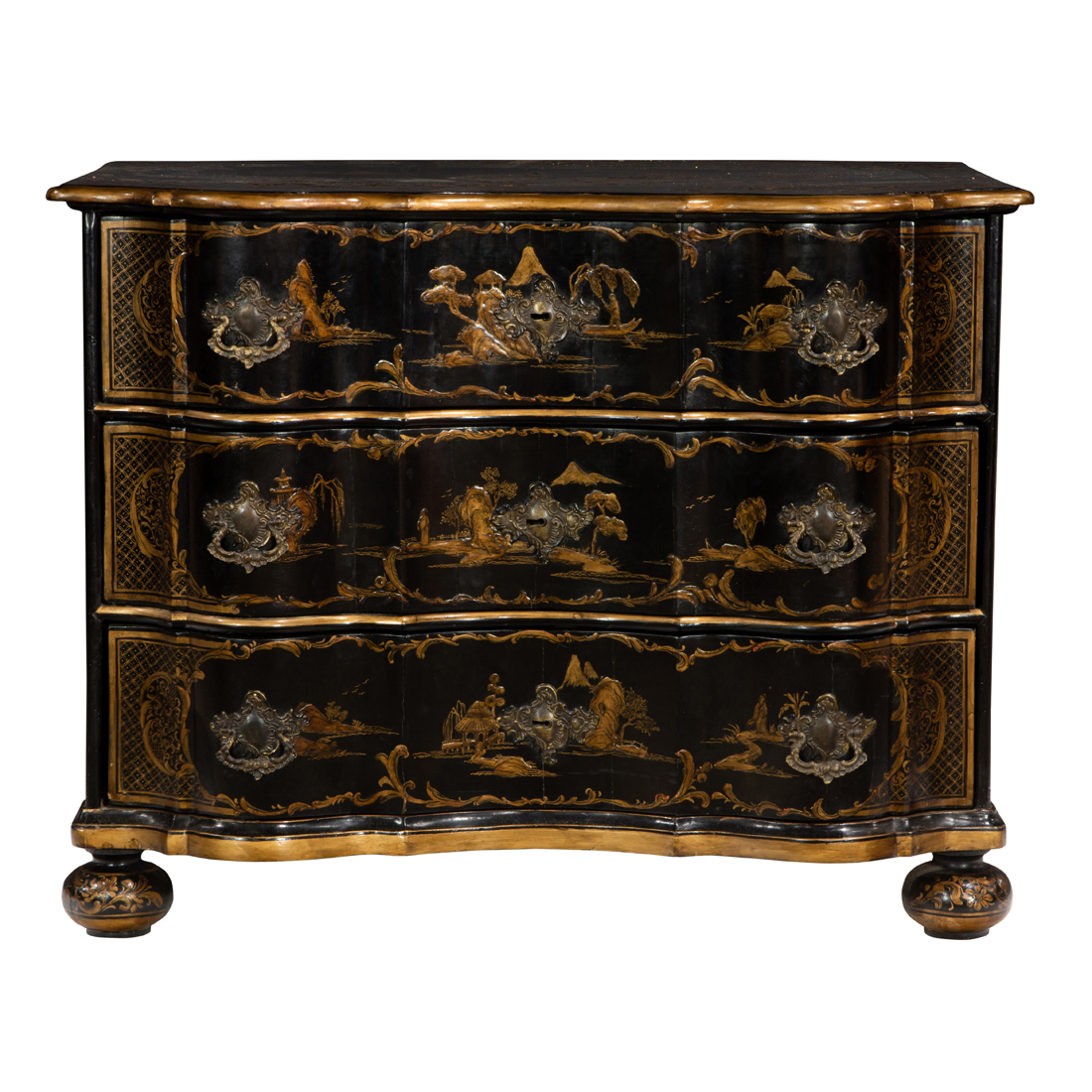 A GEORGE III STYLE JAPANNED OR