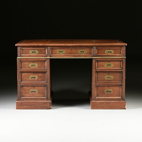 A GEORGE III STYLE LEATHER TOPPED