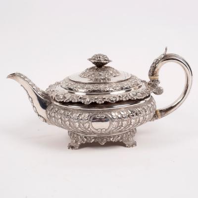 A George IV silver teapot, Emes &