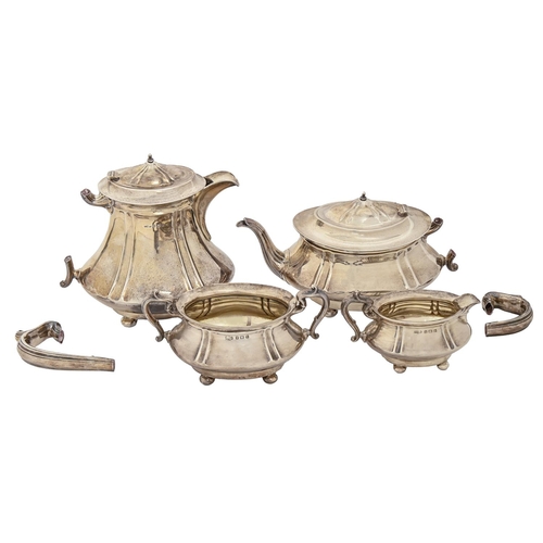 A George V four-piece silver tea