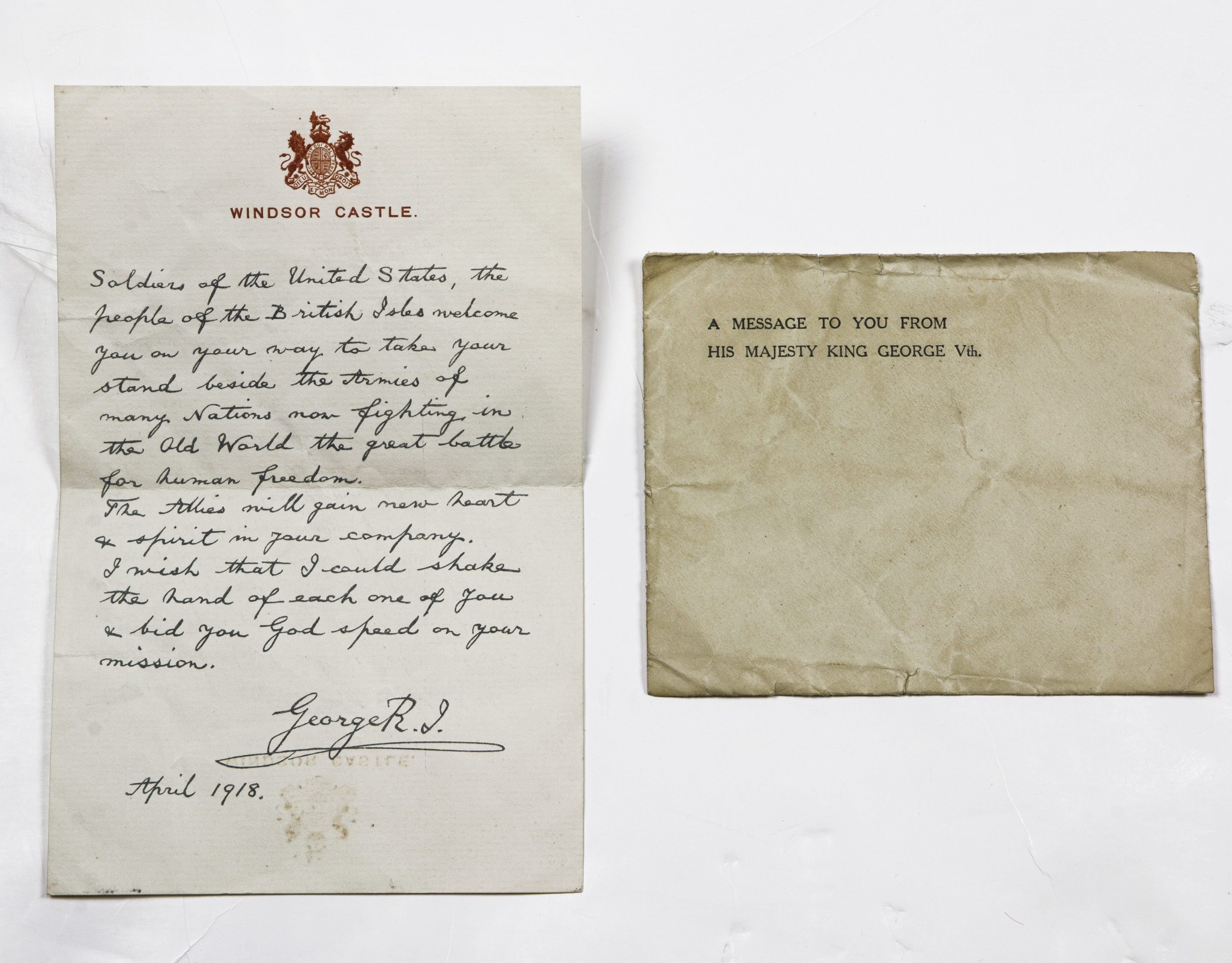 A GEORGE V LETTER, CIRCA APRIL