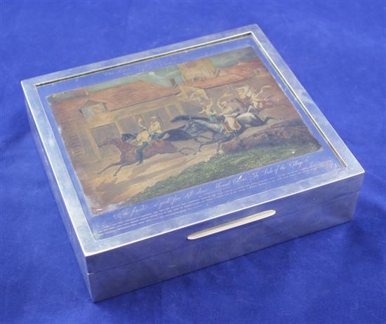 A George V silver cigar box the lid