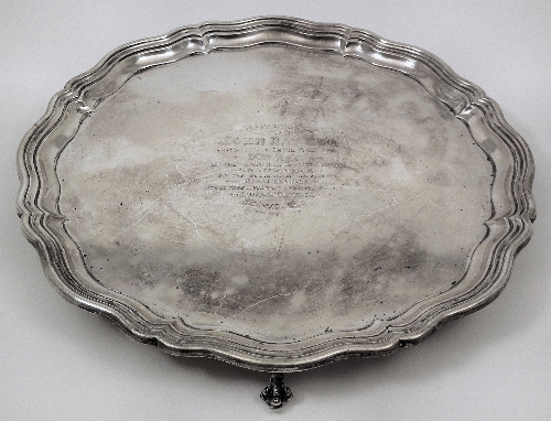 A George V silver circular salver