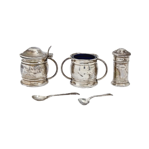 A George V silver condiment set,