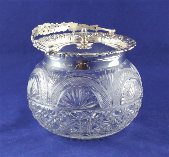 A George V silver mounted cut glass