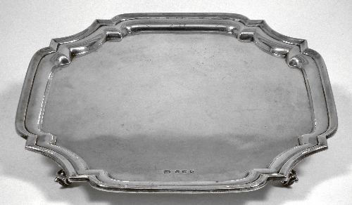 A George V silver square salver