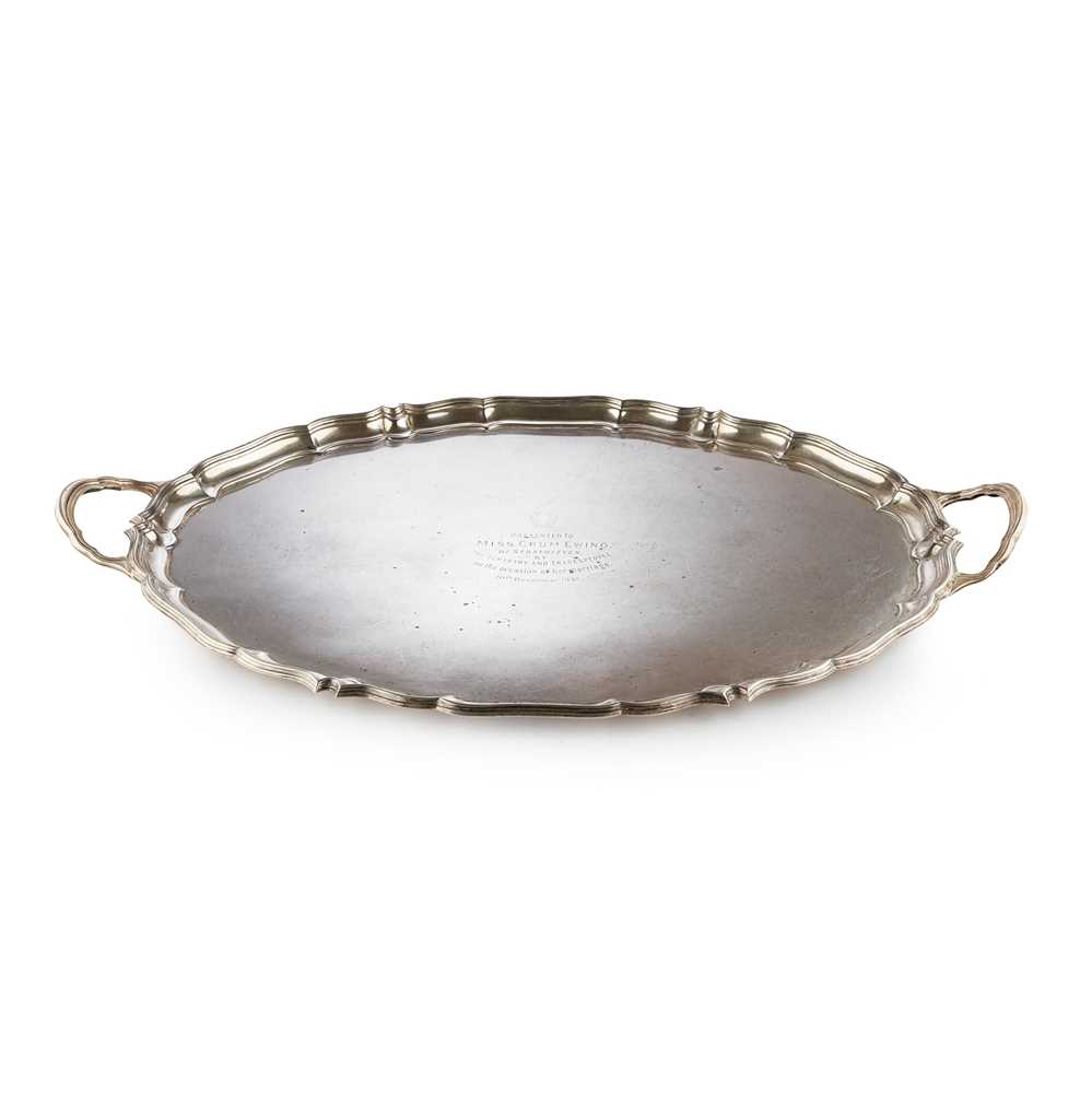 A GEORGE V TWIN HANDLED TRAY