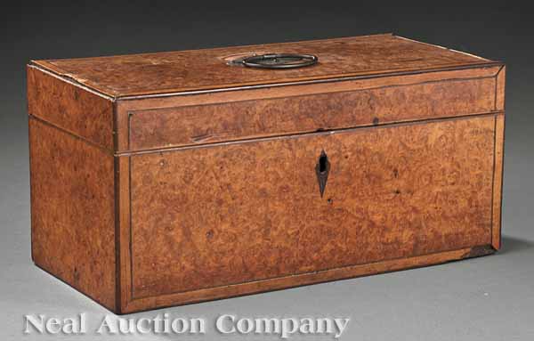 A Georgian Burl Elm Tea Caddy