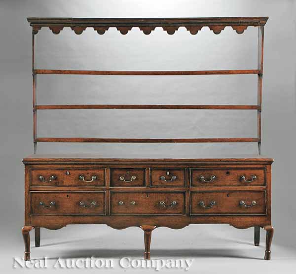 A Georgian Carved Oak Welsh Dresser