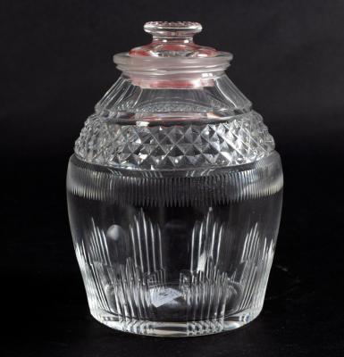 A Georgian cut glass honey jar