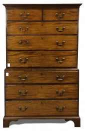 A GEORGIAN MAHOGANY CHEST ON C