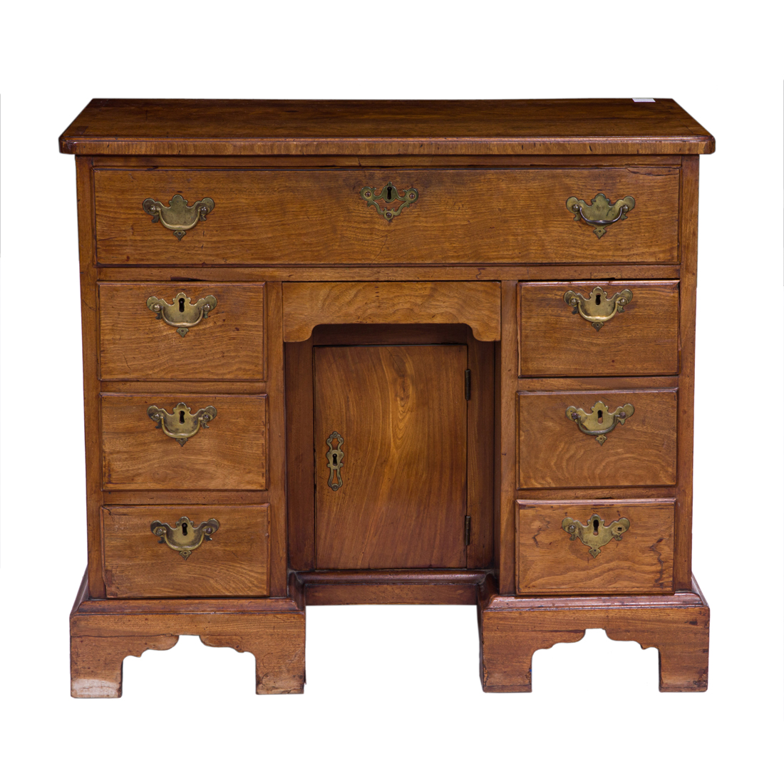 A GEORGIAN MAPLE KNEE HOLE DESK A