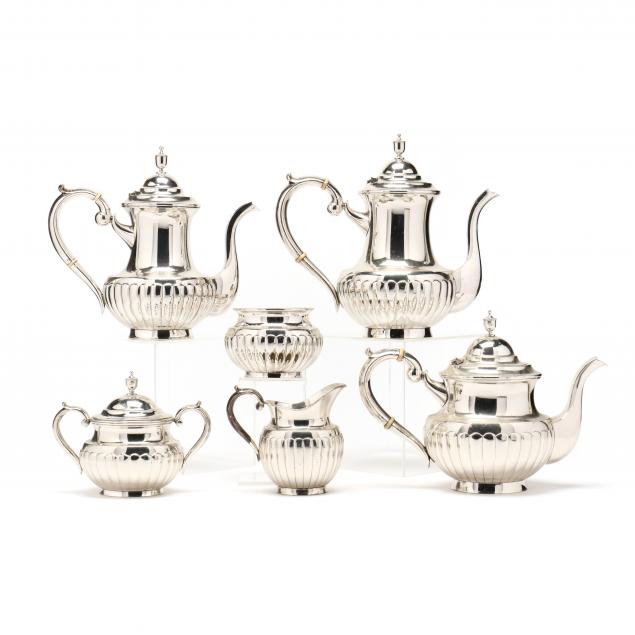 A GEORGIAN STYLE .950 SILVER TEA