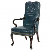 A GEORGIAN STYLE LIBRARY CHAIR