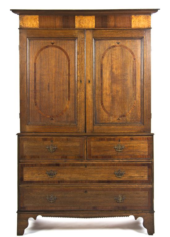 A Georgian Style Oak Linen Press in
