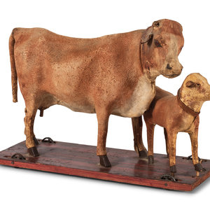 A German Calf and Cow Pull Toy Late