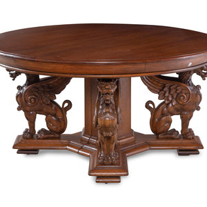 A German Carved Oak Dining Table