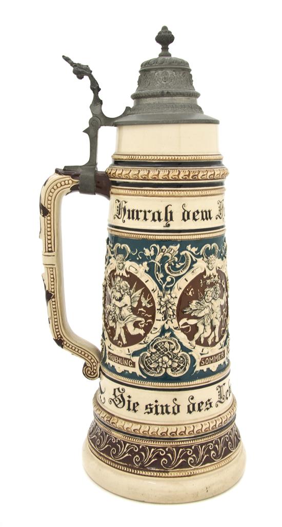 *A German Ceramic Pewter Mounted