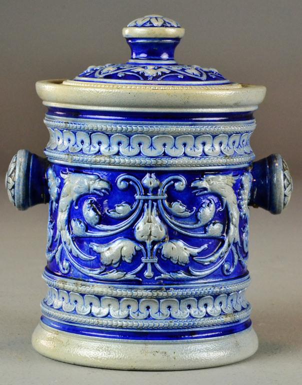 A German Cobalt Decorated Jar And