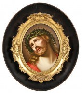 A GERMAN PAINTED PORCELAIN PLA