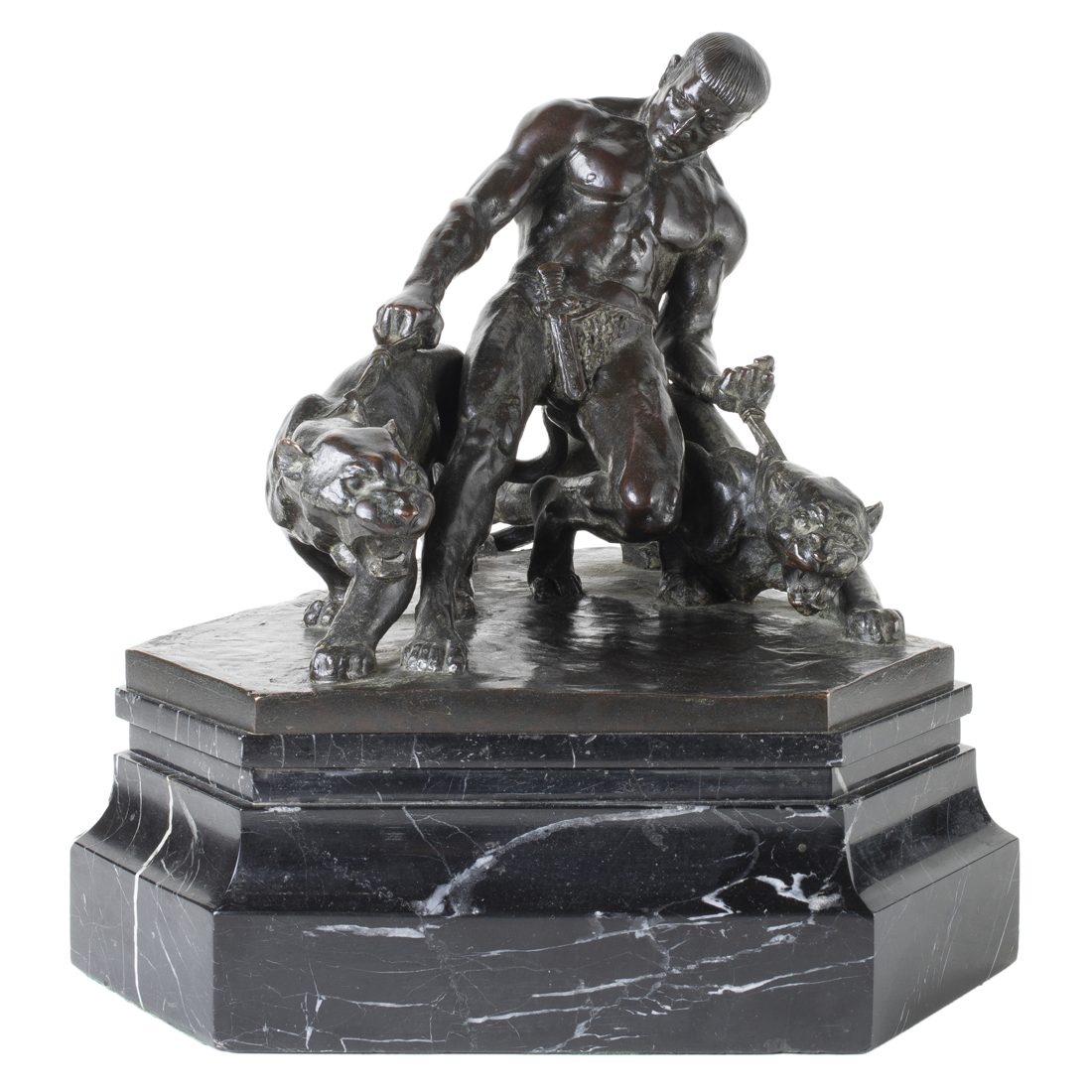 A GERMAN PATINATED BRONZE FIGURAL