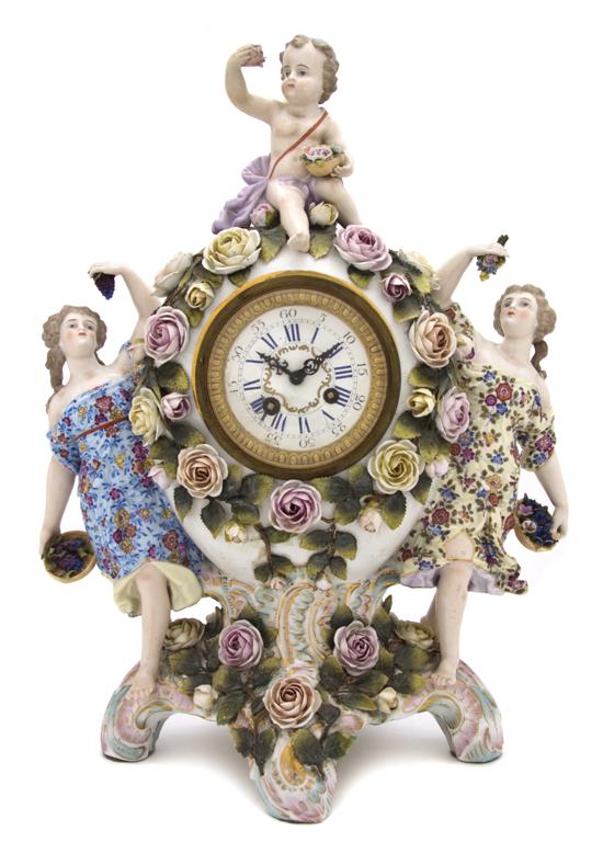A German Porcelain Figural Clock